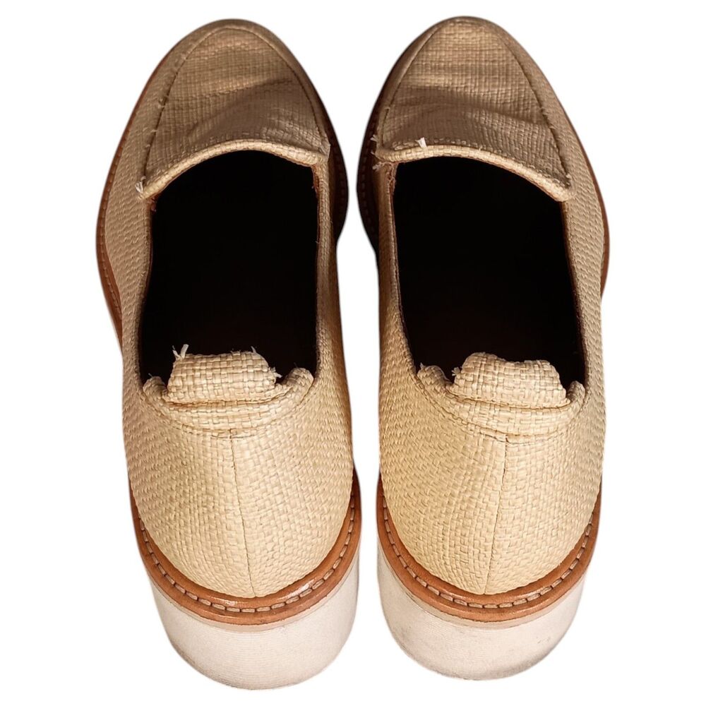 M. Gemi Womens 38/8 The Eva Woven Raffia Platform Loafers Beige Tan Lug Sole - Picture 10 of 15